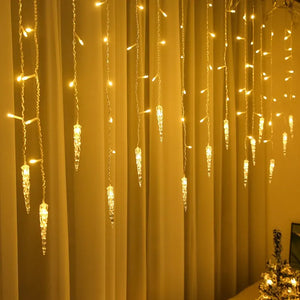 5m-28m Outdoor Christmas Garland LED Curtain Icicle String Lights Fairy Light Droop 0.6-0.8M Mall Garden Street Decorative Light