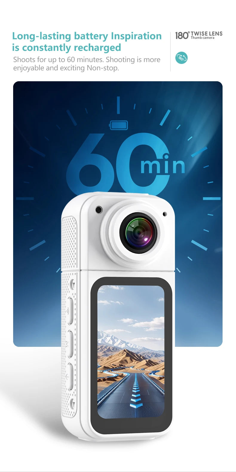 Xiaomi Youpin 1.47" IPS Screen Action Camera 2.7K Video Thumb Camera with 180°Rotatable Lens Support Wi-Fi Magnetic Attachments