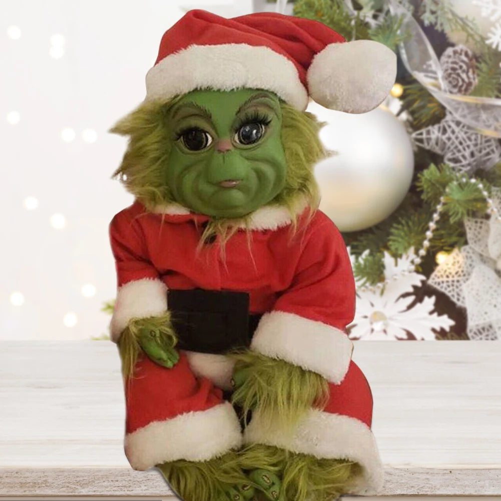 Christmas Baby Doll Soft for Grinch Doll Christmas Plush Doll Green Monster Doll Green Hair Monster Plush Toy Xmas Kids Gifts