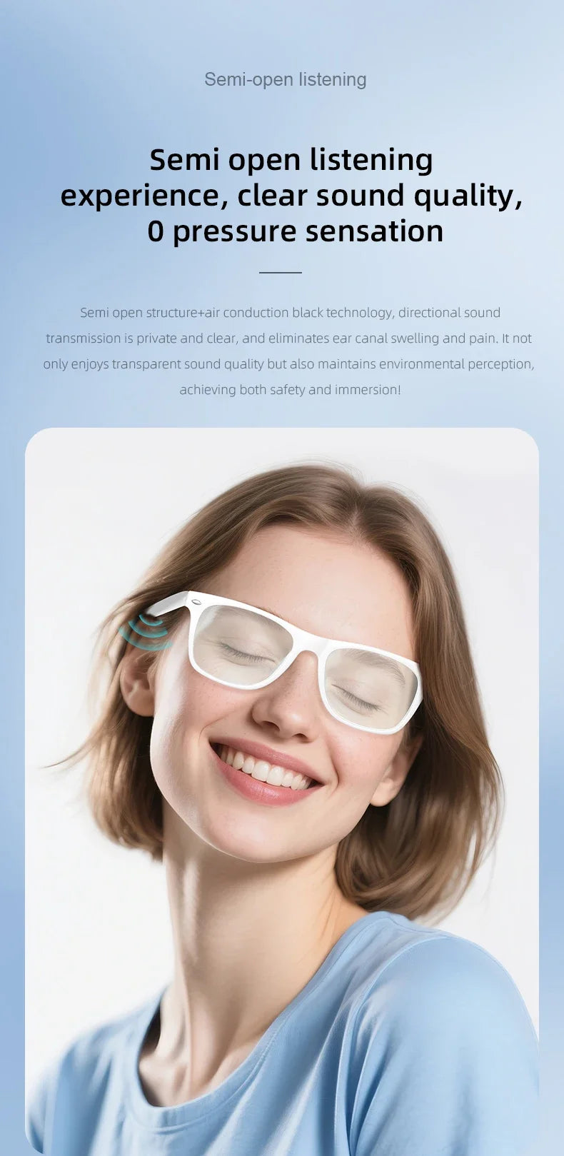 2025 AI Translation Smart Glasses  Bluetooth Call Headphones UV Protective Lenses Connected Bezel Outdoor Sports Sunglasses
