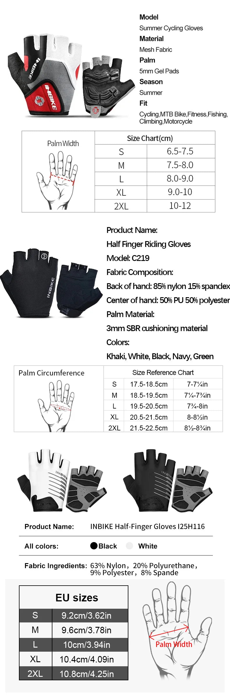 INBIKE Shockproof GEL Pad Cycling Gloves Half Finger Sport Gloves Men Women Summer Bicycle Gym Fitness Gloves MTB Gloves IF239