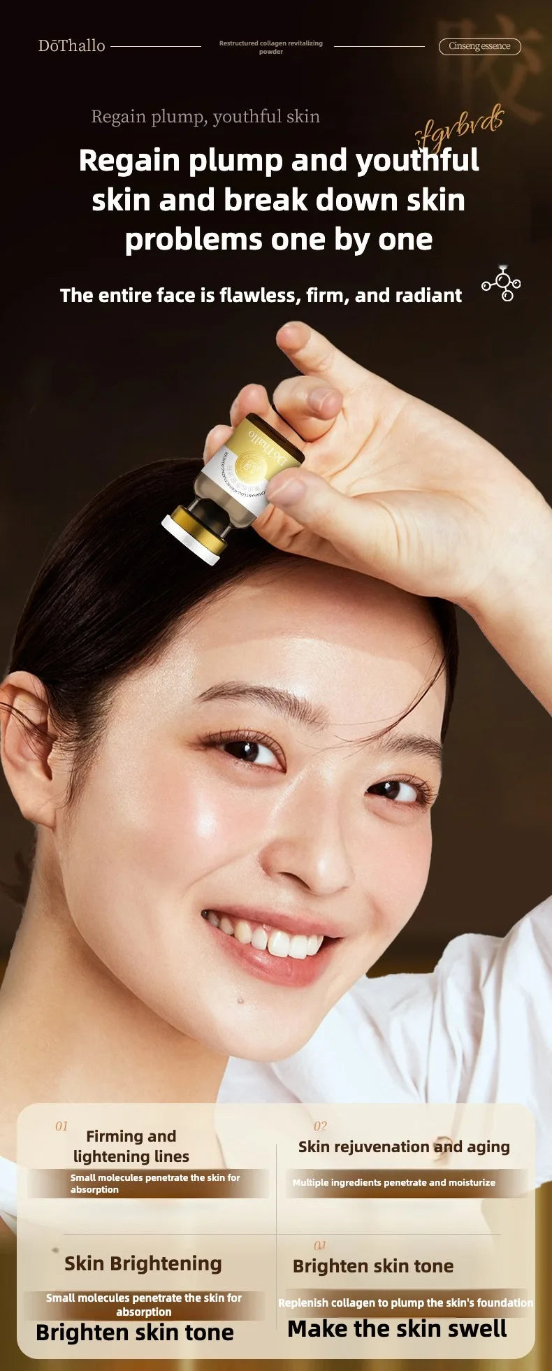 Recombinant Collagen Anti-wrinkle Essence Repair Firm Smooth Hyaluronic Acid Anti Wrinkle Aging Whitening Dark Spot Skin Care