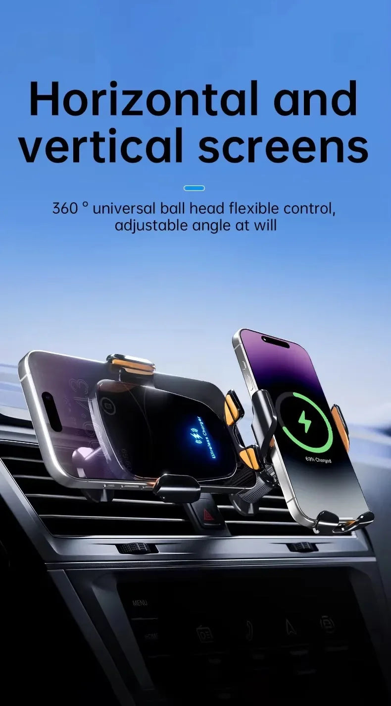 UYUXIO  Wireless Car Charger Air Vent Fast Charging Phone Holder in Car for iPhone 16 Pro Max 15 14 12 13 Samsung Android Phones