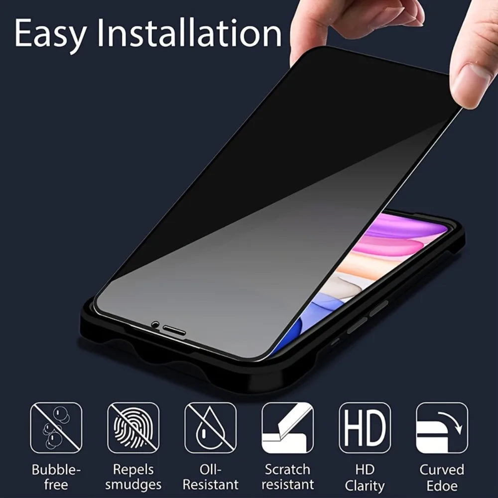2+2Pcs Black Privacy Screen Protector for iPhone 12 13 15 16 Pro Tempered Glass for iPhone 11 14 Pro 15 16 14 Plus Glass