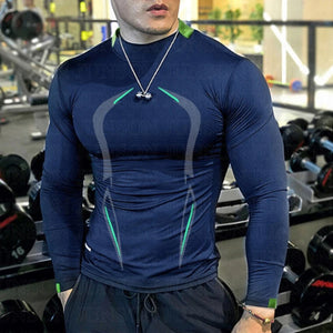 Men Long Sleeve t-Shirt Quick Drying Compression Gym t Shirt Man Oversized Casual Shirts Tops Breathable Blouse Tees Men Clothes