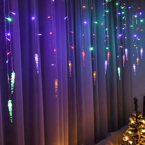 5m-28m Outdoor Christmas Garland LED Curtain Icicle String Lights Fairy Light Droop 0.6-0.8M Mall Garden Street Decorative Light