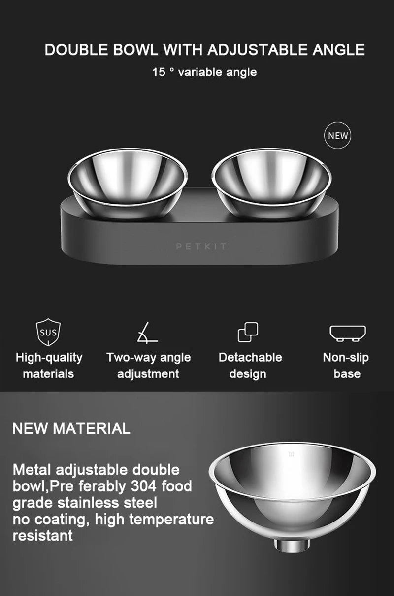 PETKIT Stainless Steel Pet Adjustable Feeding Bowl Double Feeder Bowls Water Cup Cat dog Drinking Bowls for pets feeding