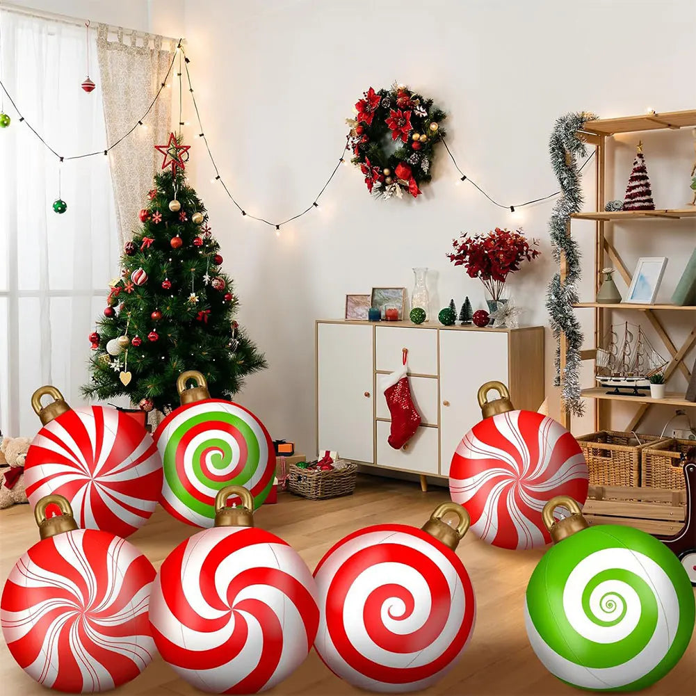 60cm Giant Inflatable Christmas Ball with Lights Remote Control Giant Luminous Inflatable Christmas Ball Outdoor Christmas Decor