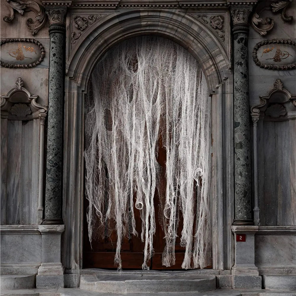Halloween Horror Bloodstained Indoor Spooky Black Spider Web Gauze Haunted House Hallway Hanging Scary Gauze Decorations