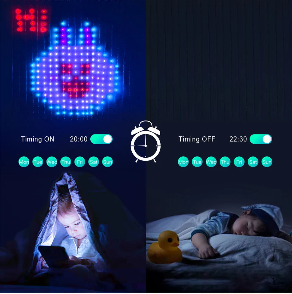 Smart Curtain USB RGB Christmas Fairy Lights 400LEDs Music Mode Programmable Bluetooth App Control LED String DIY Text Pattern