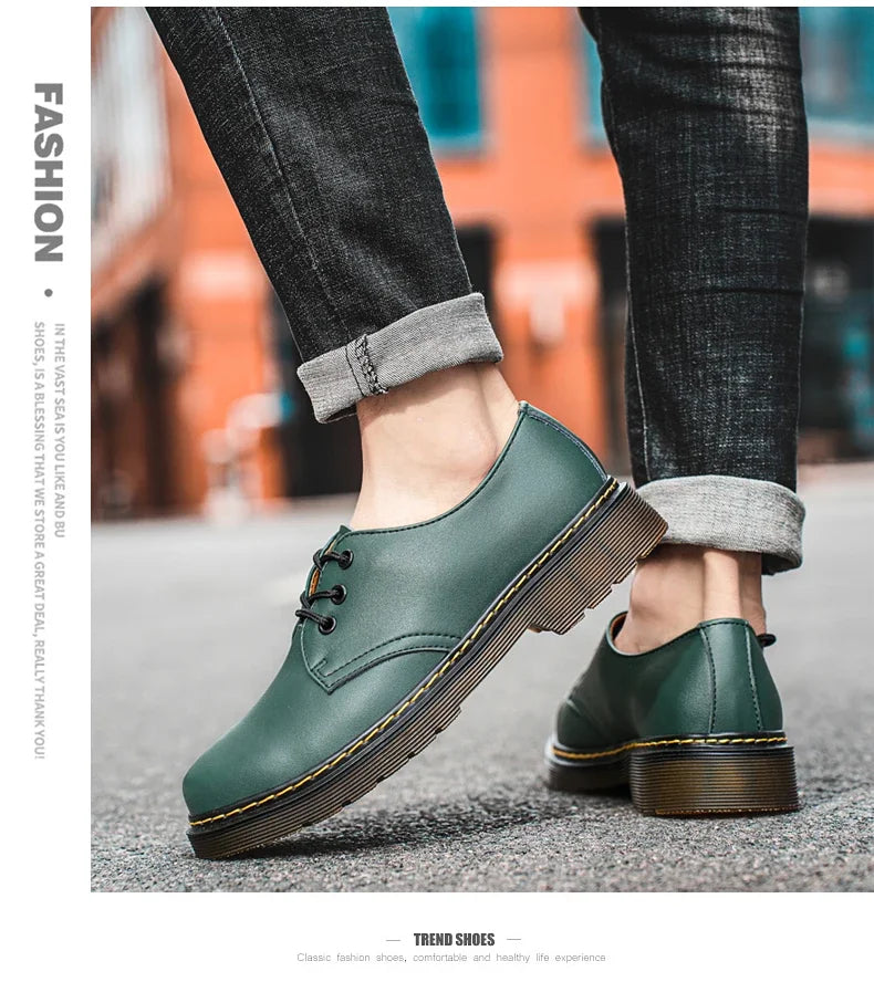 British Style Luxury Shoes Brand Thick Bottom Genuine Leather Oxford Shoes Lace Up Beef Tendon Outsole Work Shoes Casual