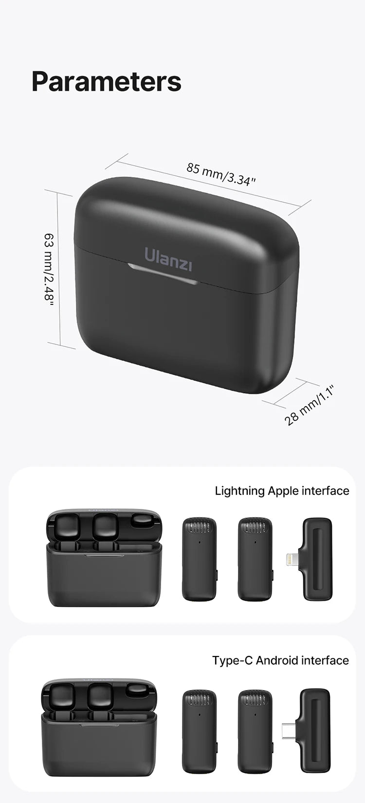 Ulanzi J12 Wireless Lavalier Microphone Audio Video Recording Mini Mic Plug Play For Smartphone Android iPhone Live Broadcast