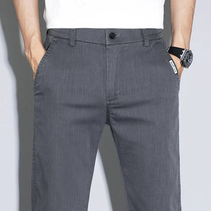 Spring Summer Classic Men's Casual Pants Stretch Slim Business Cotton Trousers Fashion Zippered Pocket Thin Men Pants Korean - You Offer