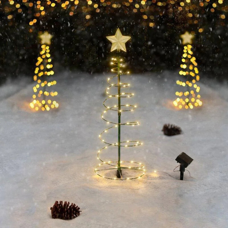 Solar Outdoor Garden Christmas Tree Light DIY Wrought Iron Waterproof Festive Atmosphere Light for Patio Lawn