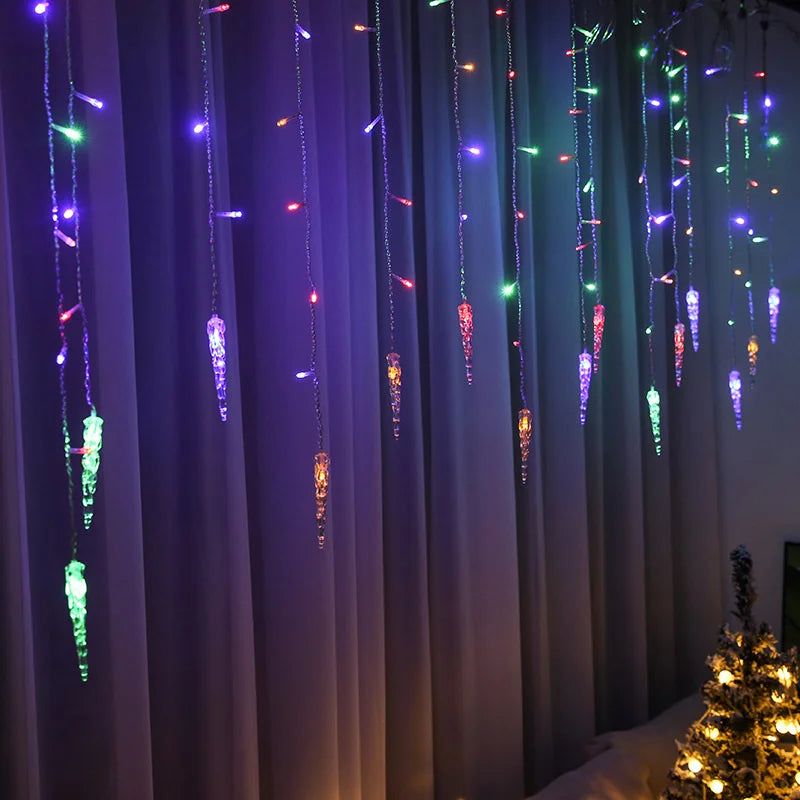 5-36M LED Curtain Icicle String Lights Christmas Garland Waterfall Outdoor Garden Decoration Fairy Light For Street Eaves Patio