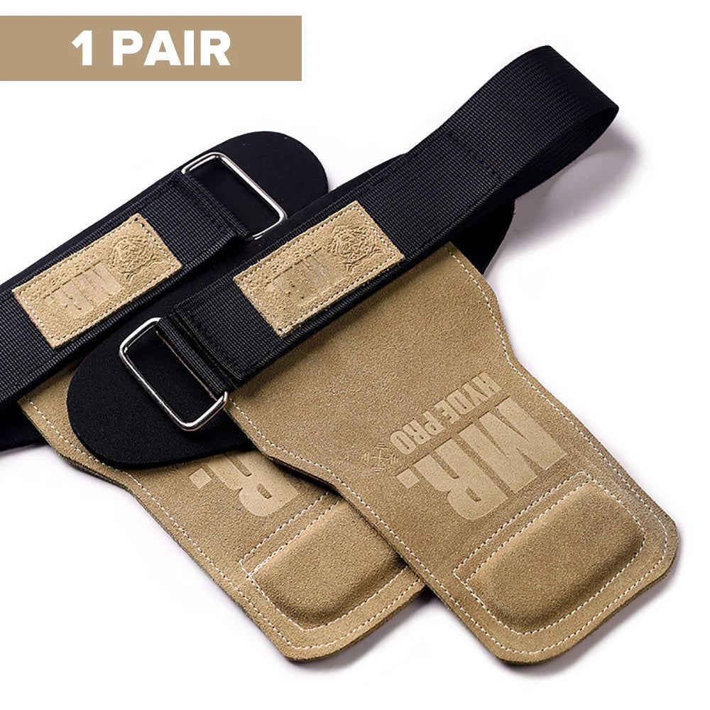 Cowhide Lifting Straps Grips Gym Fitness Sport Gloves Anti-Skid Pads For Deadlift Workout Strength Training