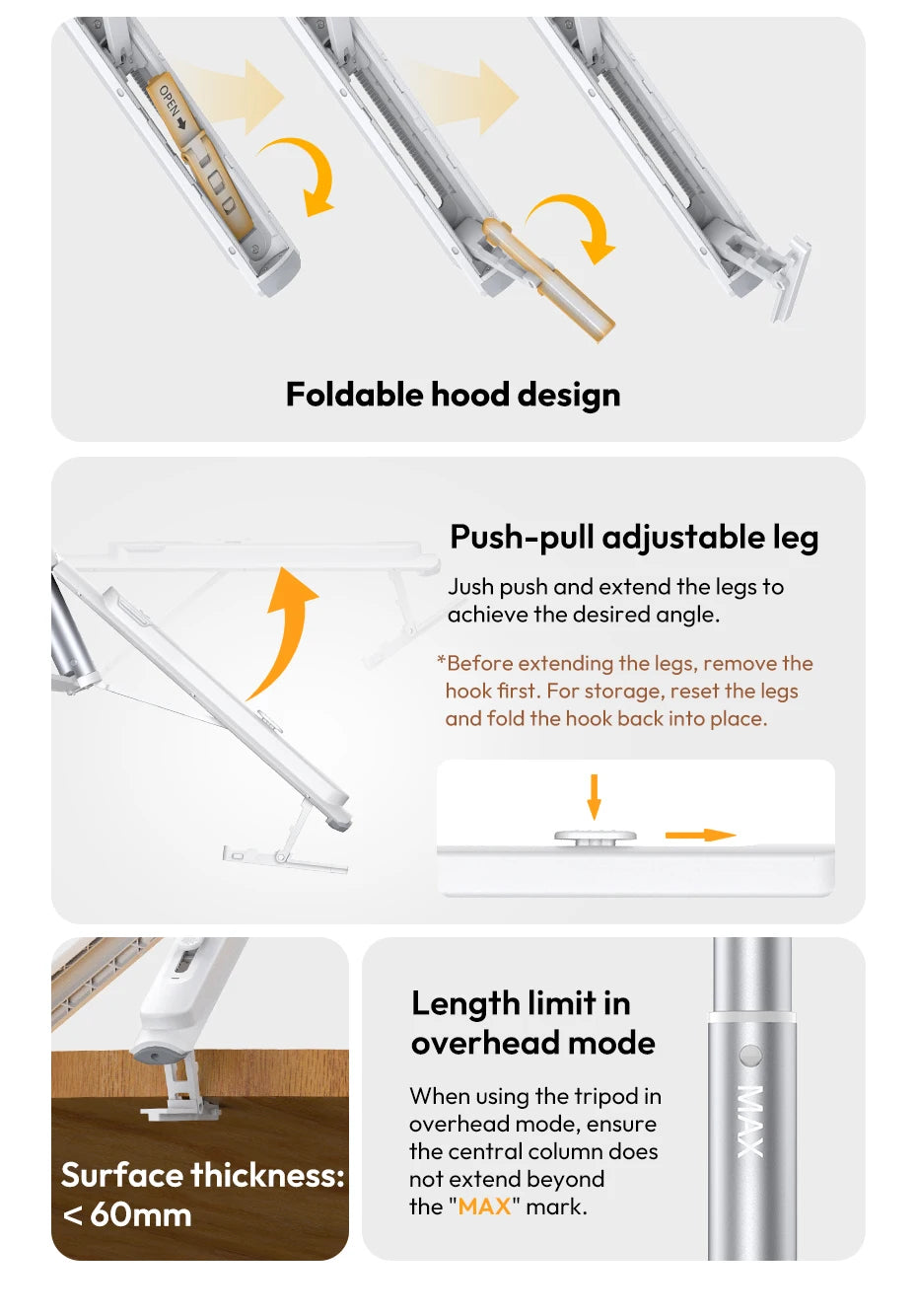 Ulanzi TT88 Overhead Selfie Stick Wireless Tripod Magsafe&Phone Clip for iPhone 16 15 14 13Android with Hook for Overhead Shoot
