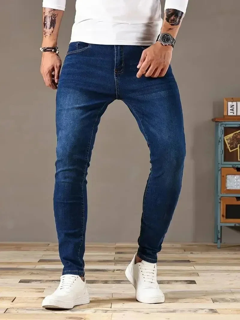 2025 - 2026 Spring New Mens Slim Fit Classic Skinny Jeans Casual Street Style Casual Mens Skinny Jeans Male Slim Fit Pencil Denim Blue - You Offer