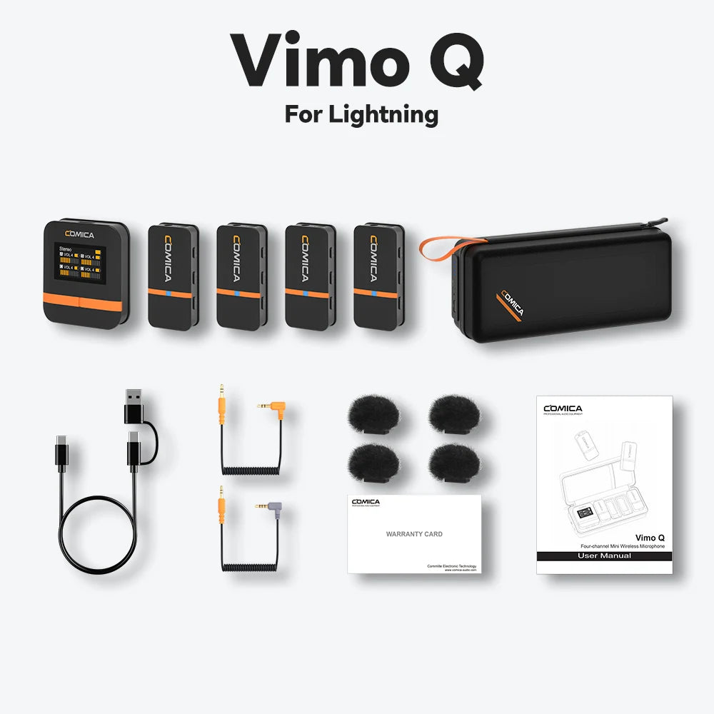 COMICA Vimo Q Four-channel Mini Wireless Microphone Wireless Lavalier Microphone With Charging Case for Camera Smartphone PC