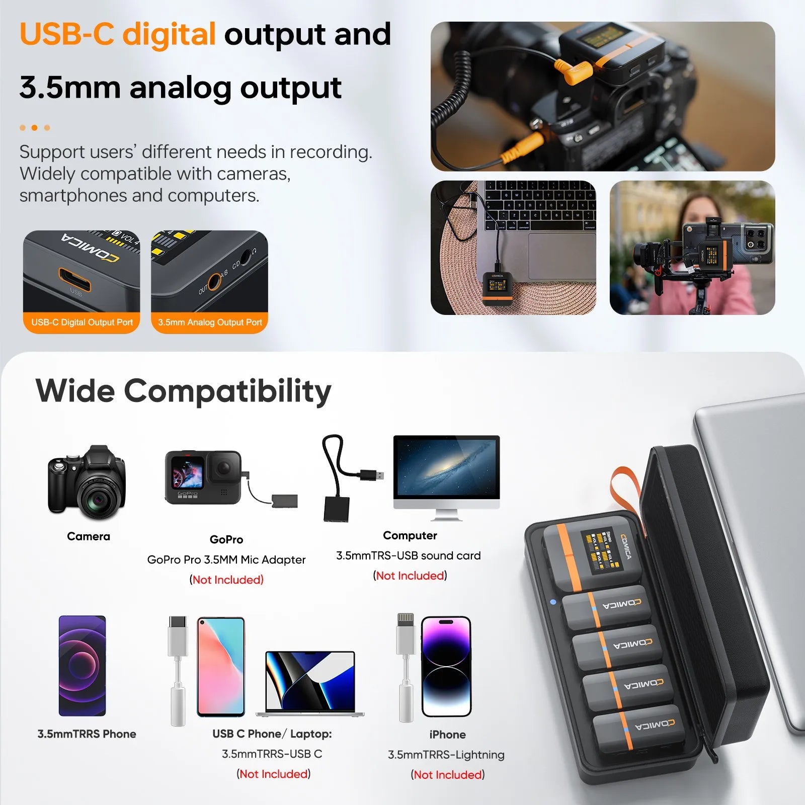 COMICA Vimo Q Four-channel Mini Wireless Microphone Wireless Lavalier Microphone With Charging Case for Camera Smartphone PC