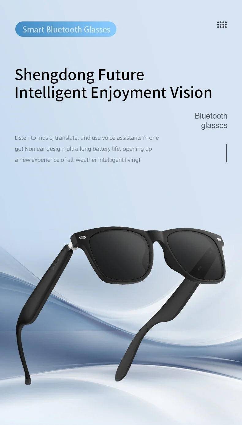 2025 AI Translation Smart Glasses  Bluetooth Call Headphones UV Protective Lenses Connected Bezel Outdoor Sports Sunglasses