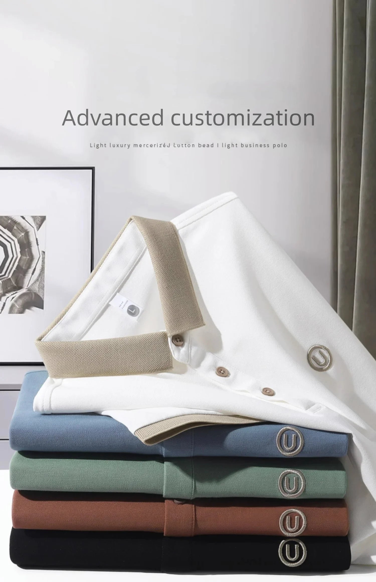 Ice silk short-sleeved T-shirt for men, new summer high-end embroidered luxurious silky quick-dry breathable polo shirt.