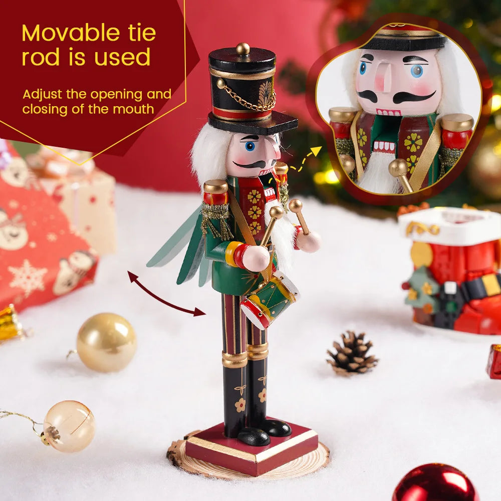 30cm Nutcracker Handmade Soldier Puppet Wooden Model Doll Christmas Tree Ornament Home Table Decoration