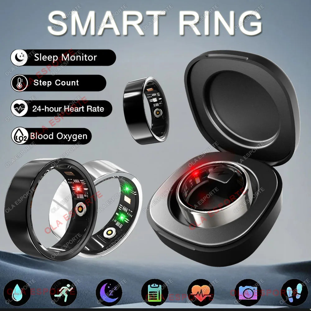 2025 New Smart Ring Men Women Camera Control Heart Rate Blood Oxygen Monitor Smartring IP68 & 5ATM Waterproof Multi-sports Modes
