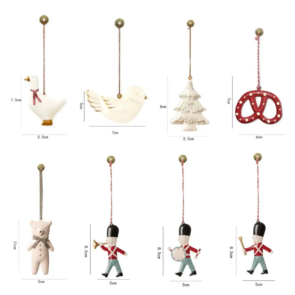 Nordic Christmas Hanging Decoration Cartoon Soldiers Angel DIY Drop Ornaments Double-sides Iron Art Xmas Tree Ornament