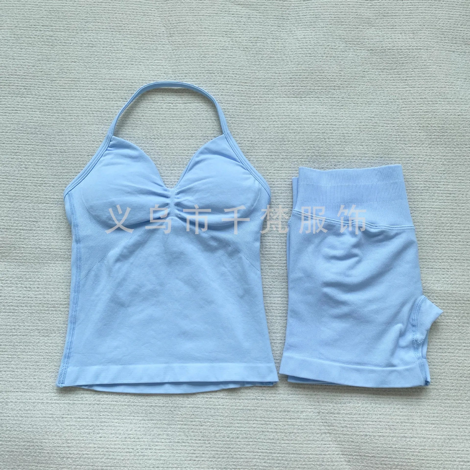 2 sets of sportswear, peach-bottomed shorts set, drawstring top, seamless impact tight shorts, yoga outfit, fitness set