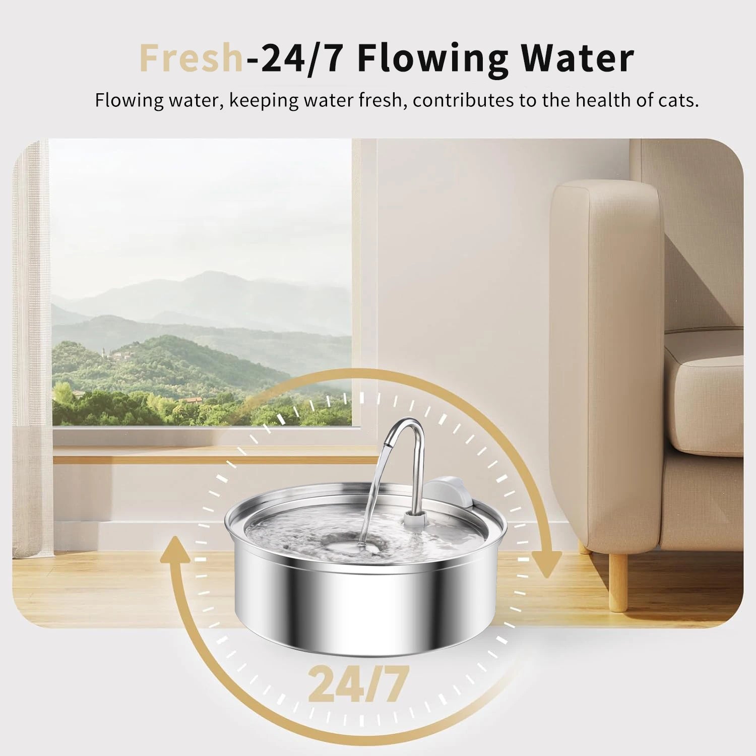 Stainless Steel Cat Water Fountain Automatic Cat Drinker Drinking Fountain For Cats Dogs Pet Water Dispenser Accessories