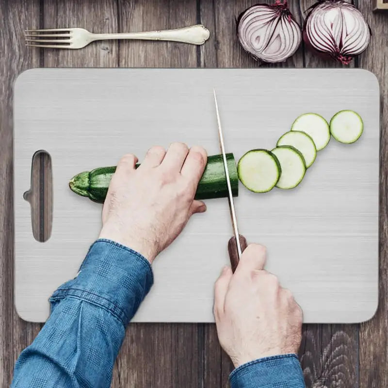 Titanium Cutting Boards for Kitchen Stainless Board 304 Steel Thickened Double Sided Food Grade Portable Fruit Meat Chopping - You Offer