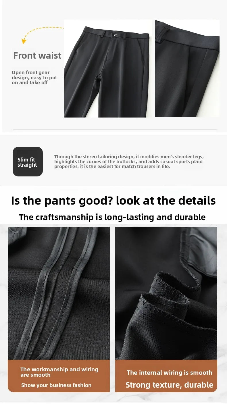 Top Quality New Brand Casual Fashion Long Pants Business Hight Stretch Straight Comfortable Korean Trousers Men Clothing
