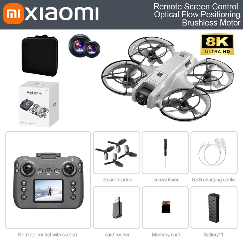 Xiaomi V666 Mini Aerial Tracker UAV 8K HD Foldable Intelligent Obstacle Avoidance Screen Remote Control Brushless Motor GPS UAV