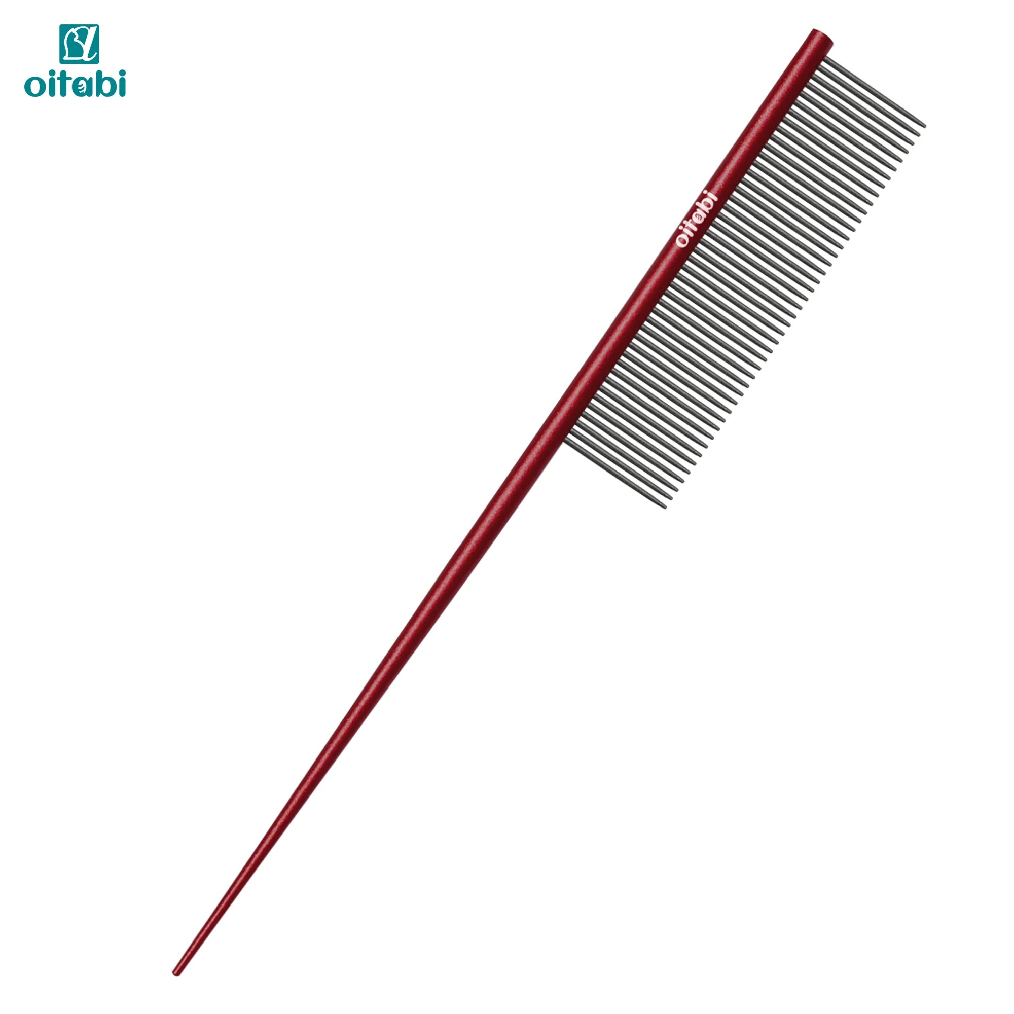 Oitabi Precision Tail Comb made with Bimetal, Finishing and Fluffing Comb for Grooming Paws Face and Tail | Tear Stain Removal