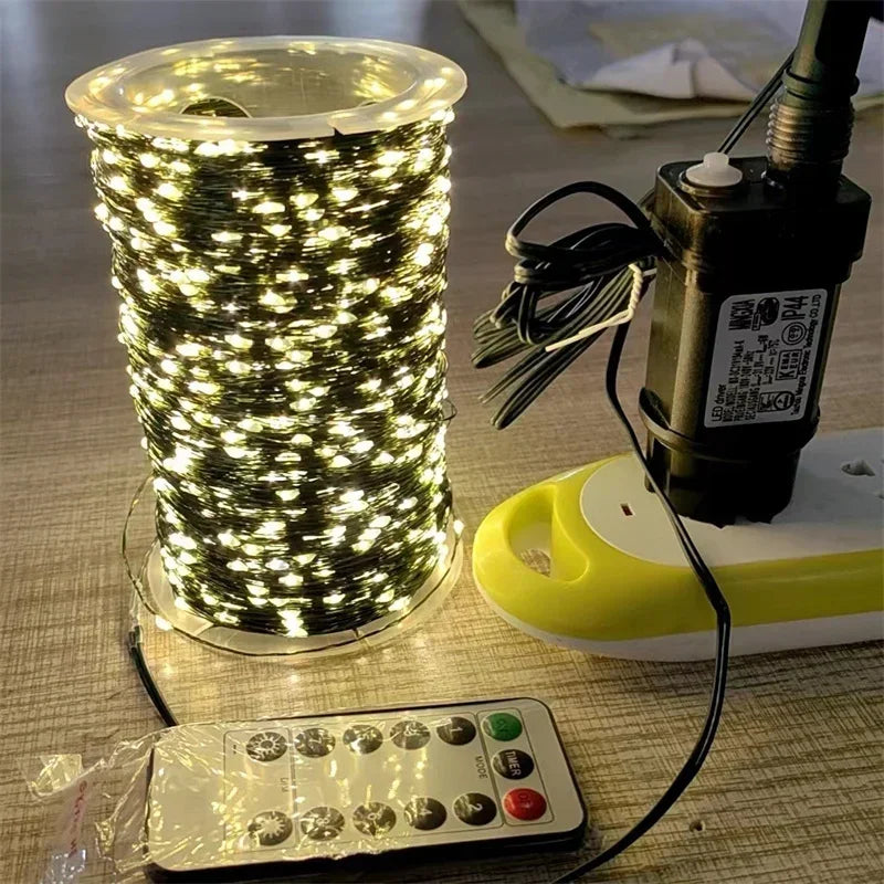 LED Green Wire Led String Fairy Lights US/EU Plug 110V/220V Waterproof LED Christmas Tree Holiday Home Garden Decoration Xmas