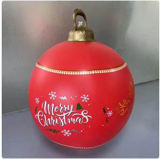 60cm Outdoor Christmas Inflatable Decorated Ball PVC Giant Big Large Balls Party Xmas Tree Decorations Toy Ball Without Light