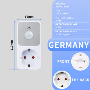 YICHENG Motion Activated Power Socket Electrical Outlet Motion Detection Sensor Security Garage Light ,PIR Sensor Socket