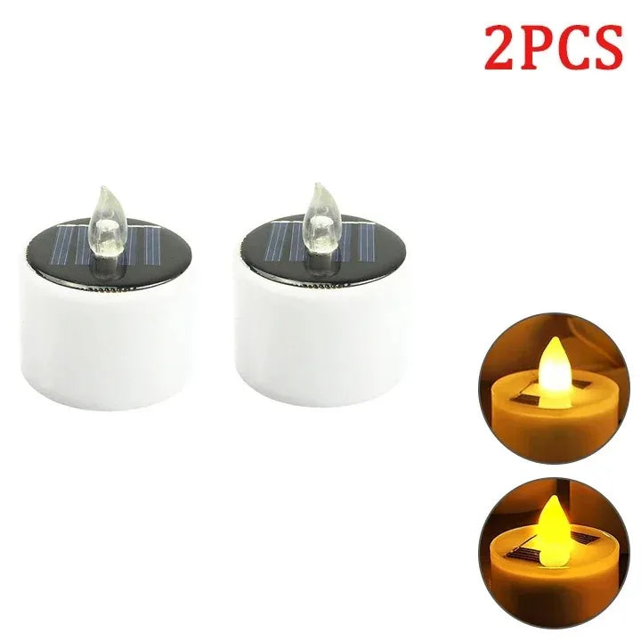 Solar LED Flameless Candles Waterproof Rechargeable Lights for Outdoor Garden Party Halloween Gift Day of the Dead Decoration