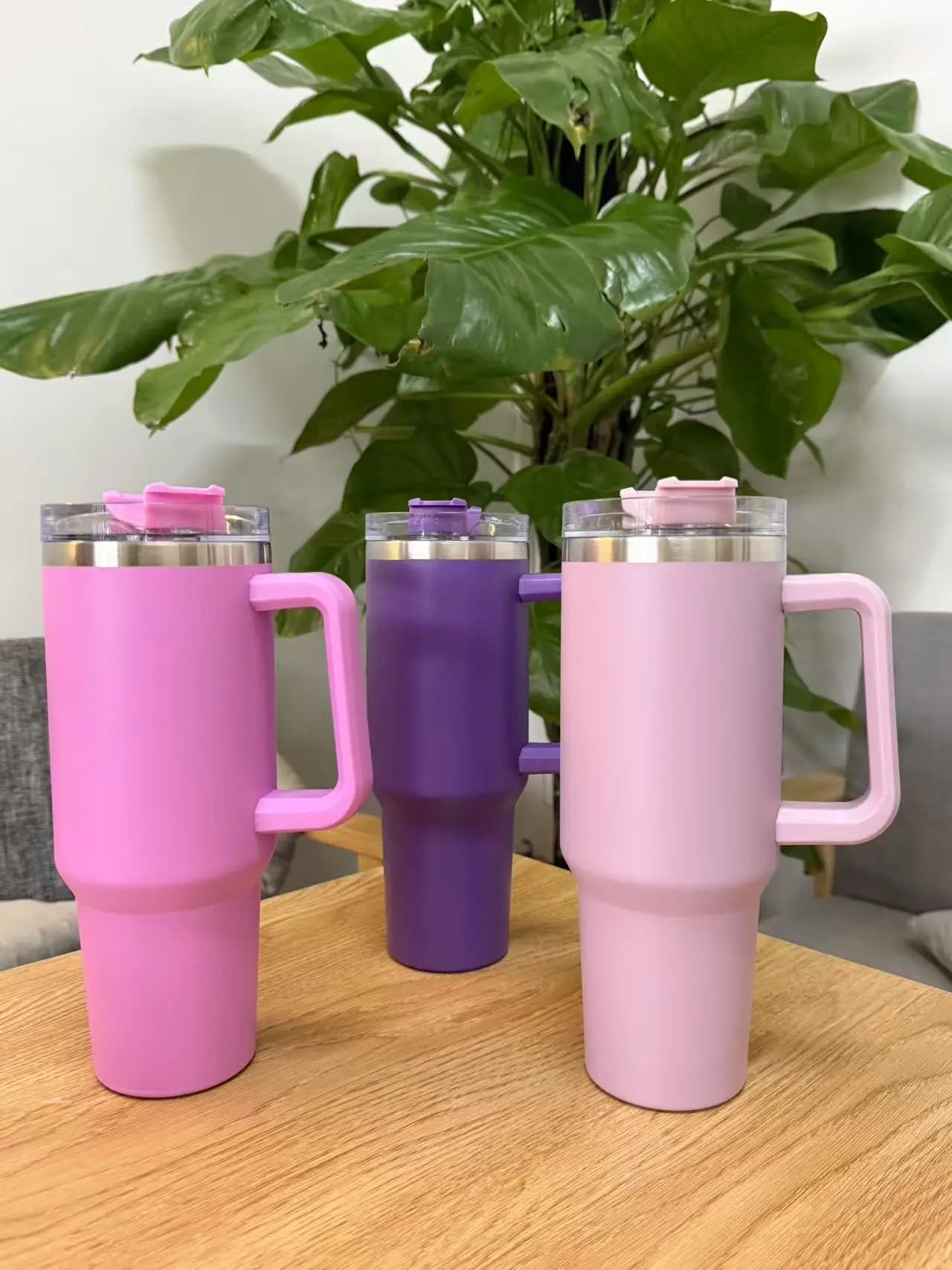 40oz stainless steel insulated water bottle, large capacity drinking cup with handle, car straw cup - You Offer