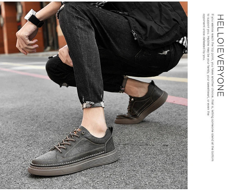 Fashion Handmade Brand Men Casual Shoes Genuine Leather Men Flats Soft Oxford Shoes Luxury Quality Outdoor Shoes Men Sneakers