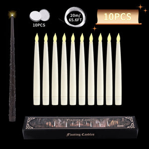 Floating Candles with Wand Remote 10pcs Magic Hanging Candles Flameless LED Taper Candle Remote Battery Operated