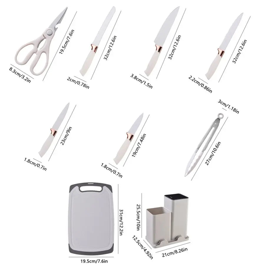 19pcs Food Grade Silicone Brodark Kitchenware Set, Cooking Spoon, Shovel, Cutting Board, Fruit Knife, Chef Knife, Combination Se - You Offer