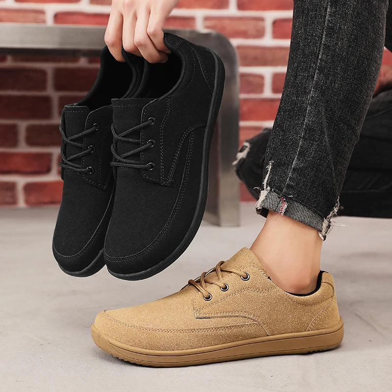 Men Suede Casual Wide Toe Shoes Beige Thick Soled Lace Up Walking Shoes Also Suitable for Designer Retro Style Denim Boot Sizes