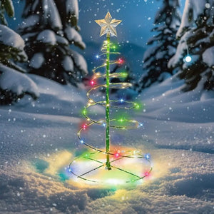 Solar Outdoor Garden Christmas Tree Light DIY Wrought Iron Waterproof Festive Atmosphere Light for Patio Lawn
