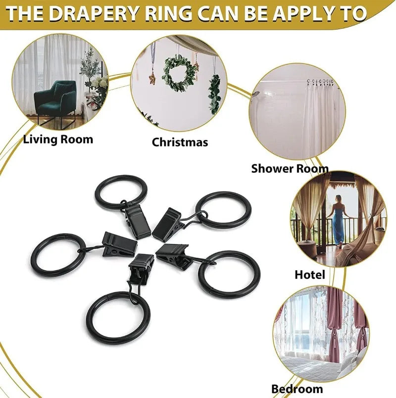 10-50pcs Metal Curtain Rod Clip Drapery Rings Hooks Retro Bathroom Decorative Hat Towel Hats Hanging Clamps Shower Curtain Clips