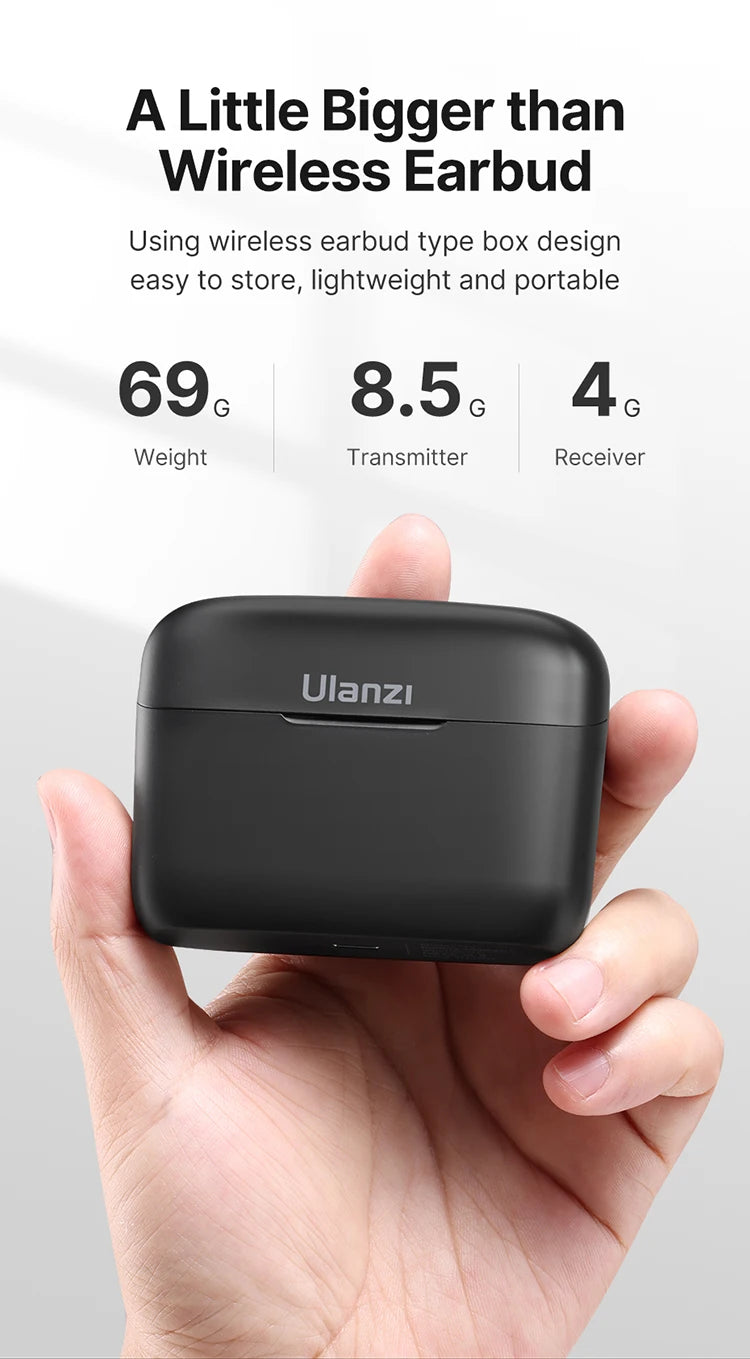 Ulanzi J12 Wireless Lavalier Microphone Audio Video Recording Mini Mic Plug Play For Smartphone Android iPhone Live Broadcast