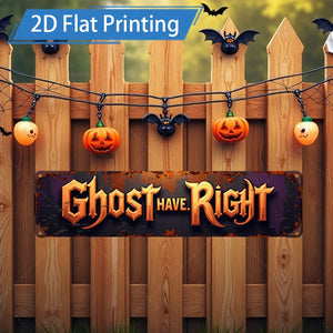 1pc 8x12inch Metal Sign Haunted Cross Halloween Sign - Spooky Pumpkin & Bat Decor for Yard