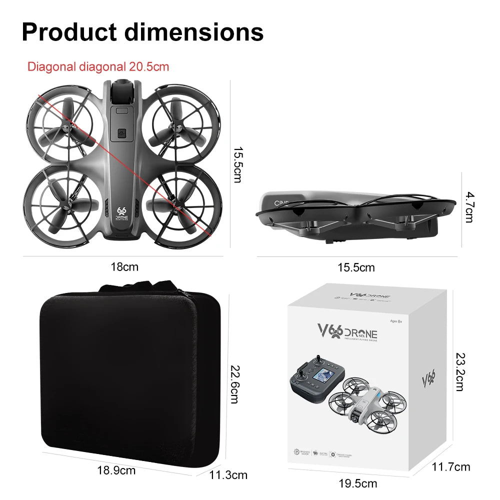 Xiaomi V666 Mini Aerial Tracker UAV 8K HD Foldable Intelligent Obstacle Avoidance Screen Remote Control Brushless Motor GPS UAV