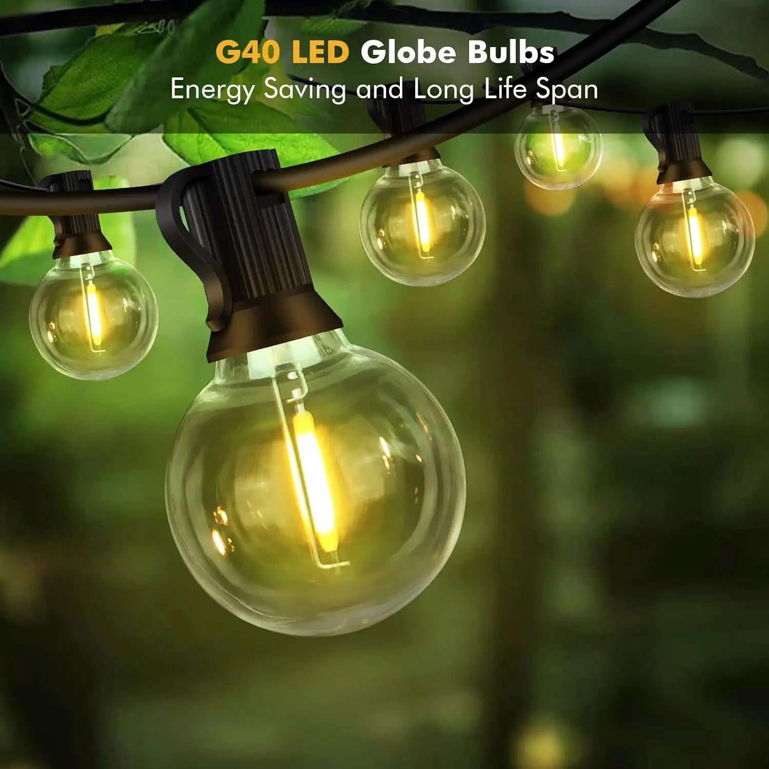 30M/15M/9M LED G40 Globe String Lights Outdoor, Plastic IP65 Waterproof Bulbs For Christmas Party Garden Decorative Garland Lamp